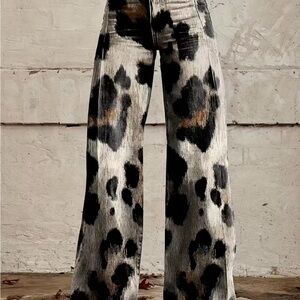 Leopard Print Wide-Leg Pants